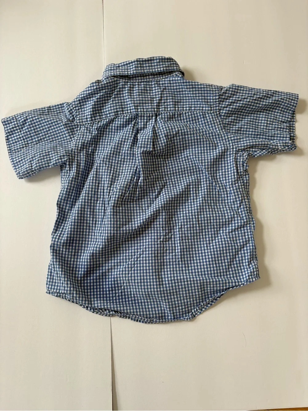 Ralph Lauren Little Boys Gingham Cotton Poplin Shirt 3T Blue White Preppy Festiv